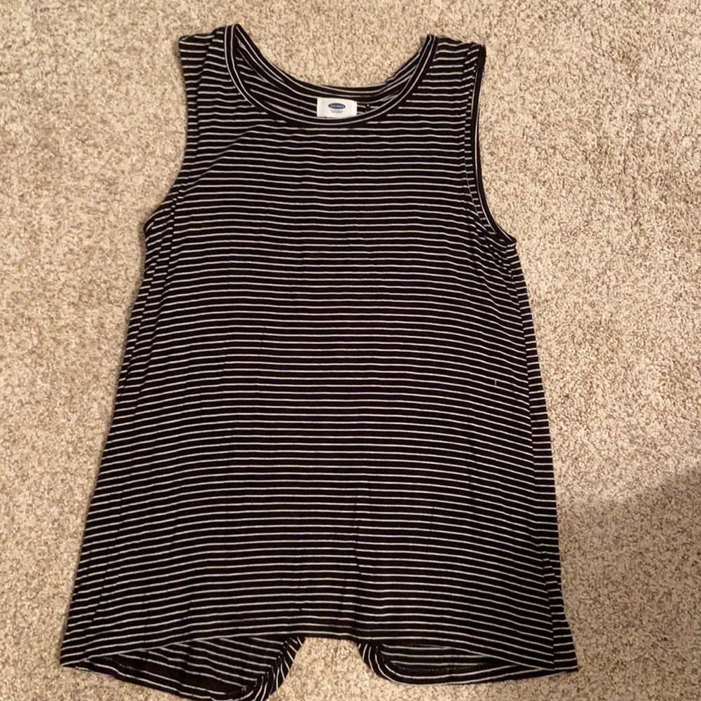 Black and white stripped tank
